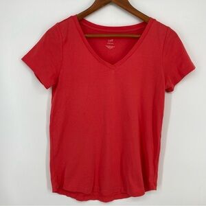 J. Jill  Perfect Pima V-Neck Tee Women's Size Small Cotton Orange Short Sleeve